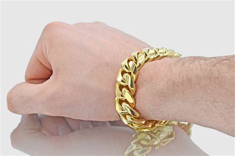 18mm Miami Cuban Solid Gold Bracelet Uverly