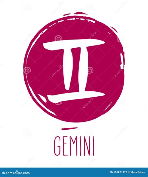 Gemini Hand Drawn Zodiac Sign Stock Vector Illustration Of Isolated