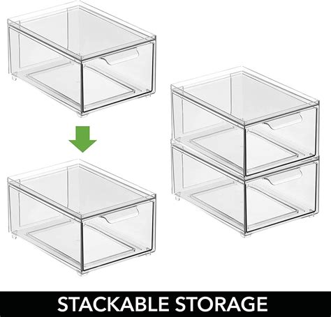 Buy MDesign Stackable Storage Containers Box With Pull Out Drawer