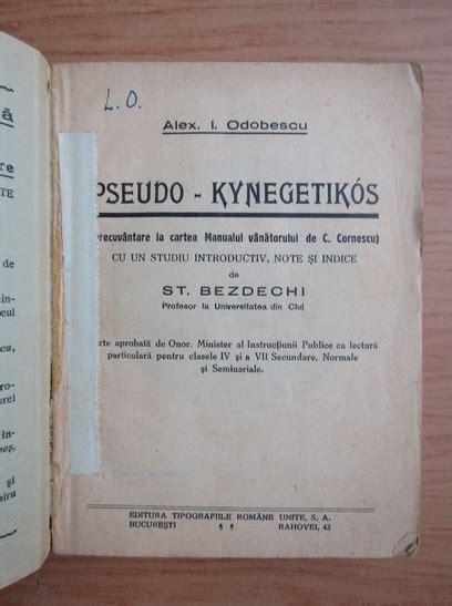 Al I Odobescu Pseudo kynegeticos 1937 Cumpără