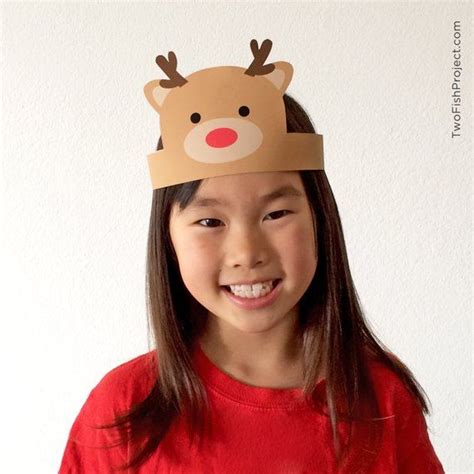 Reindeer Paper Crownheadband Christmas Party Hat Printable Etsy