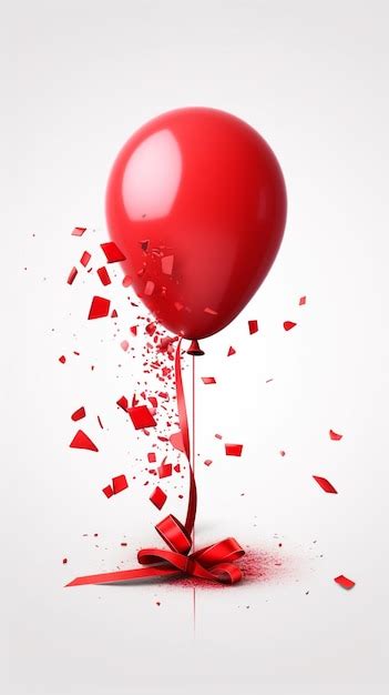 Premium AI Image A Red Heart Shaped Balloon With Confetti In The Air