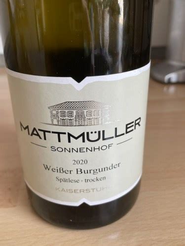 Weingut Sonnenhof Weisser Burgunder Spätlese Trocken Vivino US