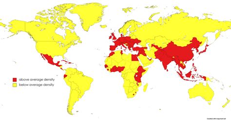 Countries Population Density Compared To World Average Population