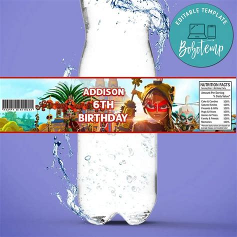 Maya And The Three Birthday Water Bottle Label Template Createpartylabels