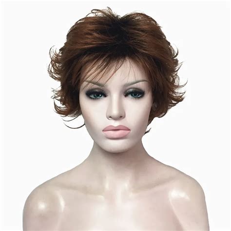 Strongbeauty Womens Short Wigs Natural Fluffy Blondeauburn Hair Synthetic Full Wig In