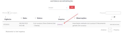 Financeiro Como visualizar o histórico de importação e baixar o