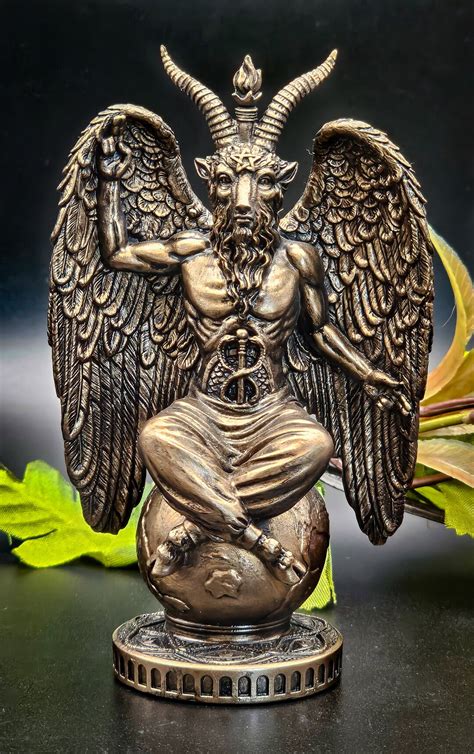 Baphomet Sitting On The Globe Statue In Bronze Etsy Uk