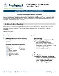 City Of Austin Texas Commercial Plan Review Revision Form Fill Out