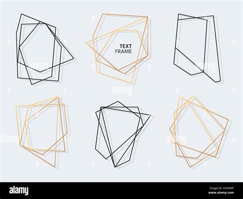 Schwarz Und Gold Rahmen Abstrakte Polygonale Geometrische Set Luxus