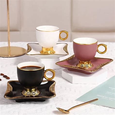 Amazon Ribbon Small Espresso Cups And Saucers Set Of 6