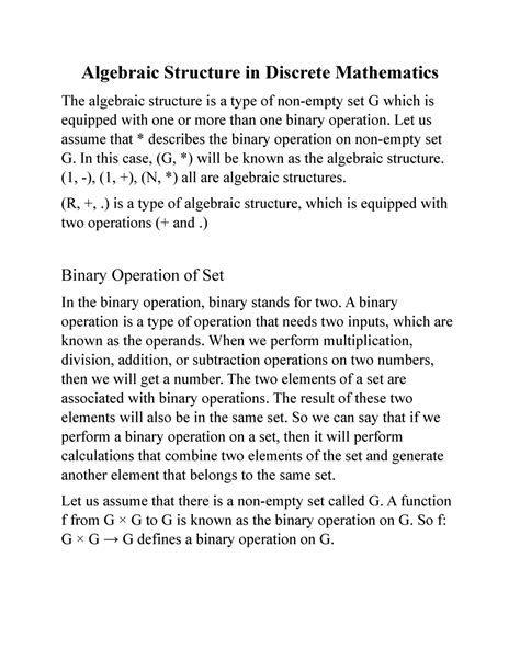 Algebric Structure And Counting Principle Algebraic Structure In