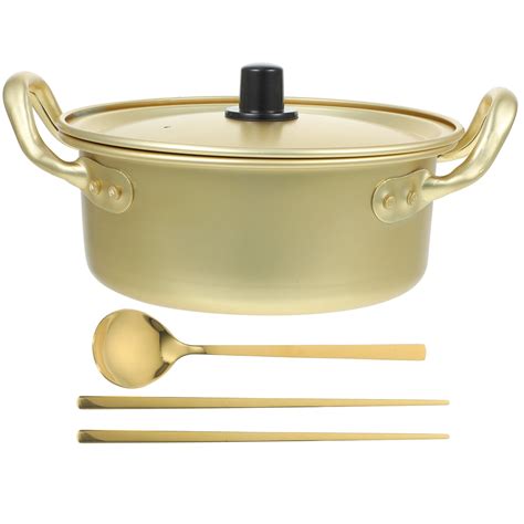 1 Set Ramen Pot Korean Ramen Cooking Pot With Lid Spoon And Chopsticks