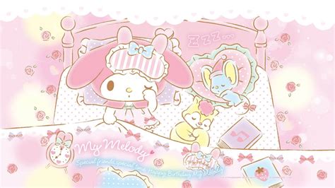 Download My Melody Sleeping On Bed Wallpaper