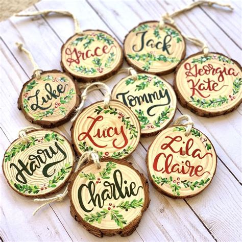 Custom Name Ornament Custom Wood Slice Ornament Wood Slice Name Tags