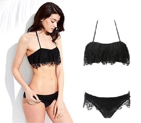 Bia Y Str J K Pielowy Bikini Koronka Boho Czarny Cena Opinie Dwucz Ciowe