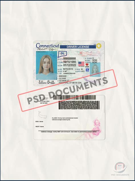 Connecticut Driver License Template V Psd Documents