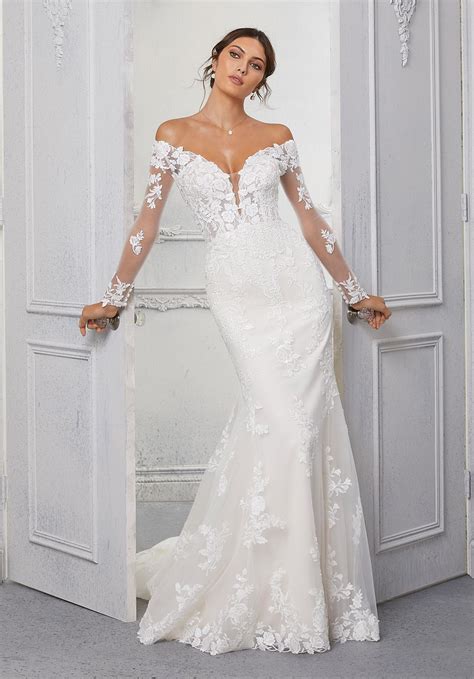 Asymmetrically Draped Soft Net Wedding Dress Morilee