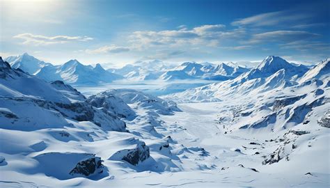 Ai Generated Majestic Mountain Range Tranquil Scene Frozen Beauty In