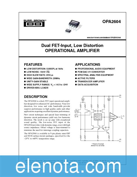 Opa Datasheet Pdf Kb Burr Brown Pobierz Z Elenota Pl