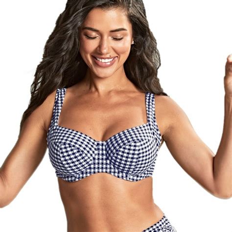 Plavky Vrchn D L Panache Swim Olivia Full Cup Bikini Navy Gingham