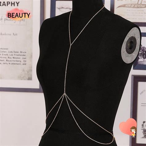 Beauty Gold Silver Belly Waist Crossover Bra Chest Body Chain Slave Harness Sexy Fashion Bikini