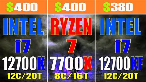 Intel I7 12700kf Vs Ryzen 7 7700x Vs Intel I7 12700k Pc Games Test