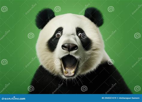 Surprised Panda With Big Eyes On Red Background Stock Image 295356625