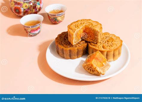 Chinese Moon Cake Durian And Egg Yolk Flavour Stock Photo Image Of