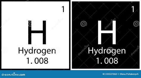 Hydrogen Symbol Chemical Element Of The Periodic Table Vector Stock Illustration