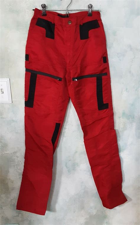 Vintage 80 S Rare Parachute Pants Panno D Or Red And  Gem