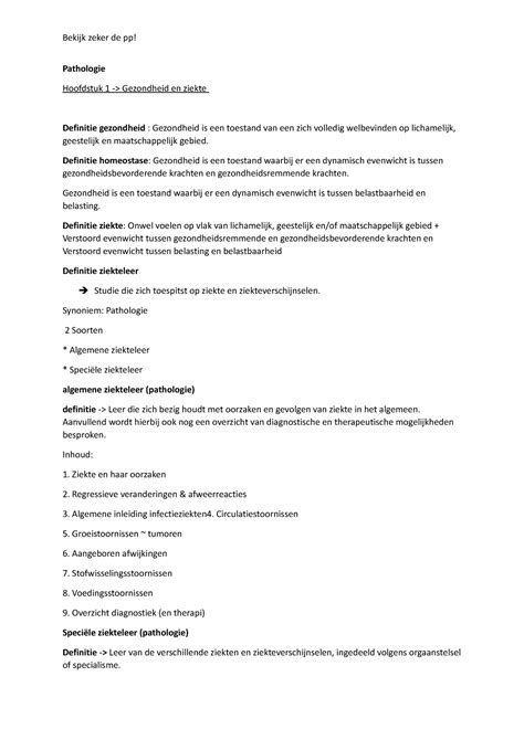 Samenvatting Van Pathologie Hoofdstuk 1 Done Joepie Pathologie