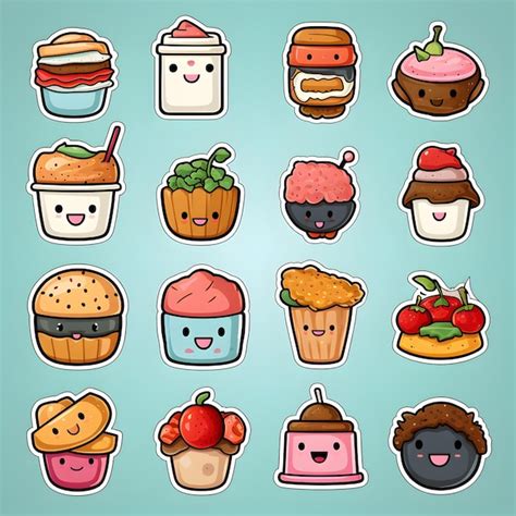 Premium AI Image | A cute set of food pattern stickers