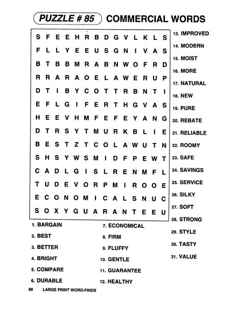 Free Printable Large Print Word Search - Free Printable