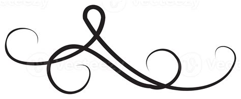 Calligraphic Design Element With Black Thin Line Png With Transparent