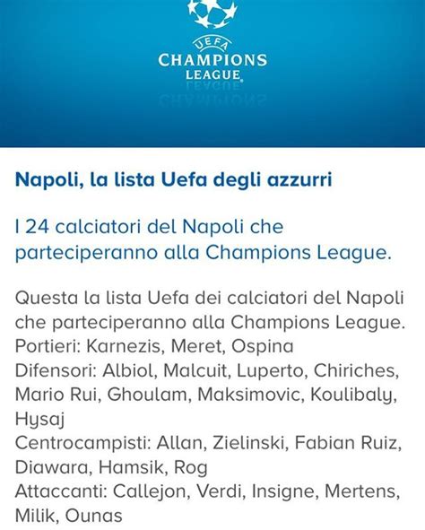 Tktpoint Napoli La Lista Uefa Degli Azzurri I 24 Calciatori Del