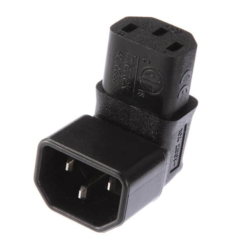 Power Adapter Plug IEC C14 Male To C13 Female Up 90 Degree Right Angle