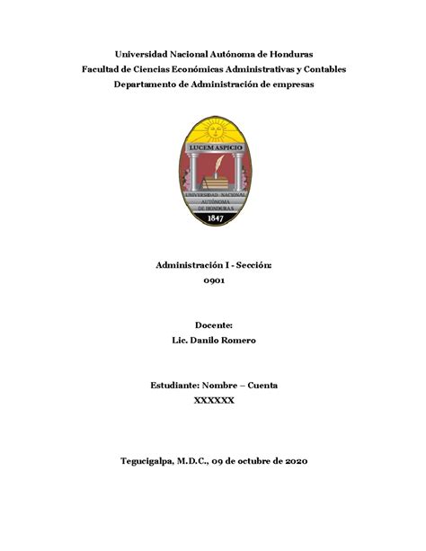 Ensayo 2 Administracion I Universidad Nacional Autónoma De Honduras Facultad De Ciencias