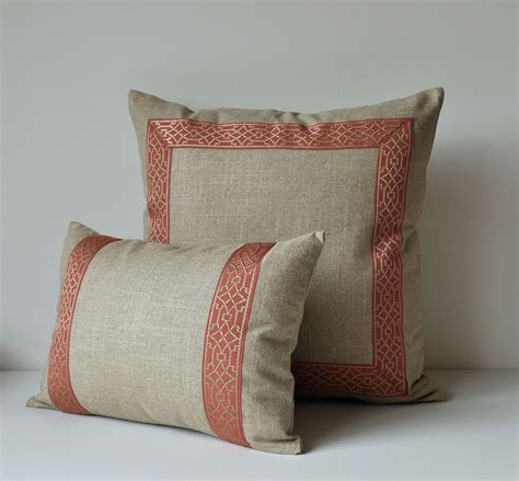 Pillow With Trim Coral Trim Geometric Pattern Decorative Throw