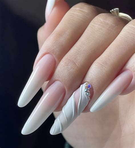 Get Dream Wedding Nails Long Black And Sparkling With Almond Pink Nude White And More