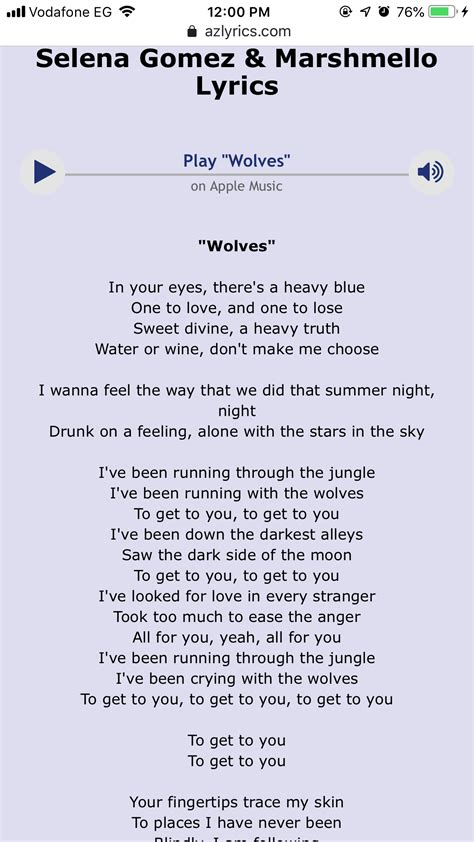 Selena Gomez Songs Lyrics Wolves - Gemmanbjmb