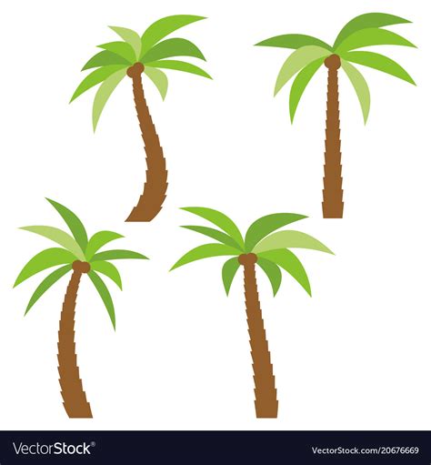 Set Four Different Cartoon Palm Trees Royalty Free Vector