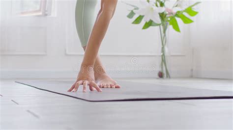 Close Up Hand Of Wellness Attractive Asian Woman Practice Yoga Half