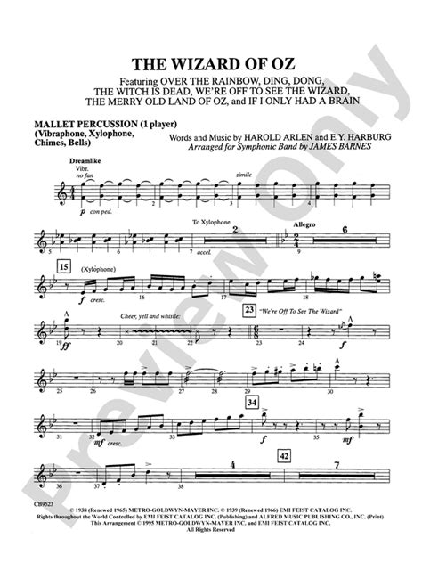 The Wizard Of Oz Medley Mallets Mallets Part Digital Sheet Music