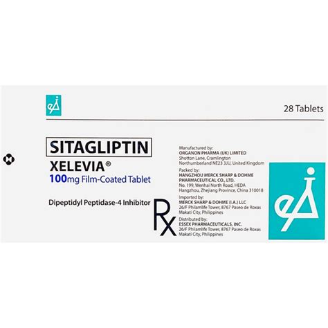 Xelevia Sitagliptin Phosphate 100mg Film Coated Tablet 28 S Price In The Philippines Medsgo