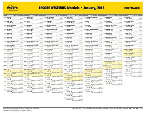 ENCORE WESTERNS Schedule - January, 2013 - Starz