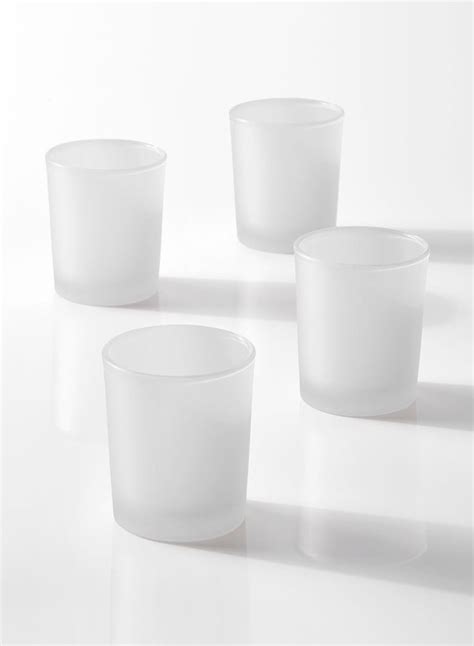 Serene Spaces Living Set Of 96 White Frost Glass Votive Candle Holders Ideal Restaurant Tables