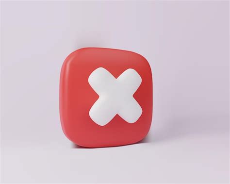 Premium PSD 3d Render Icon Of Red Cross Checkmark Button Cancel Sign