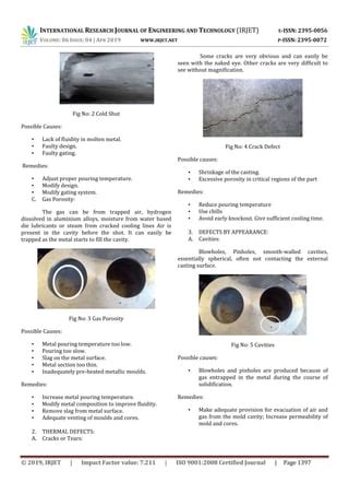 Irjet Minimization Of Casting Defects Of Double Beat Valve Bonnet Pdf