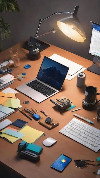 Premium Photo Composition With Office Tools On Desk